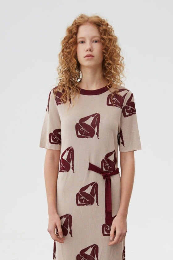 Artistic Jacquard Knit Dress