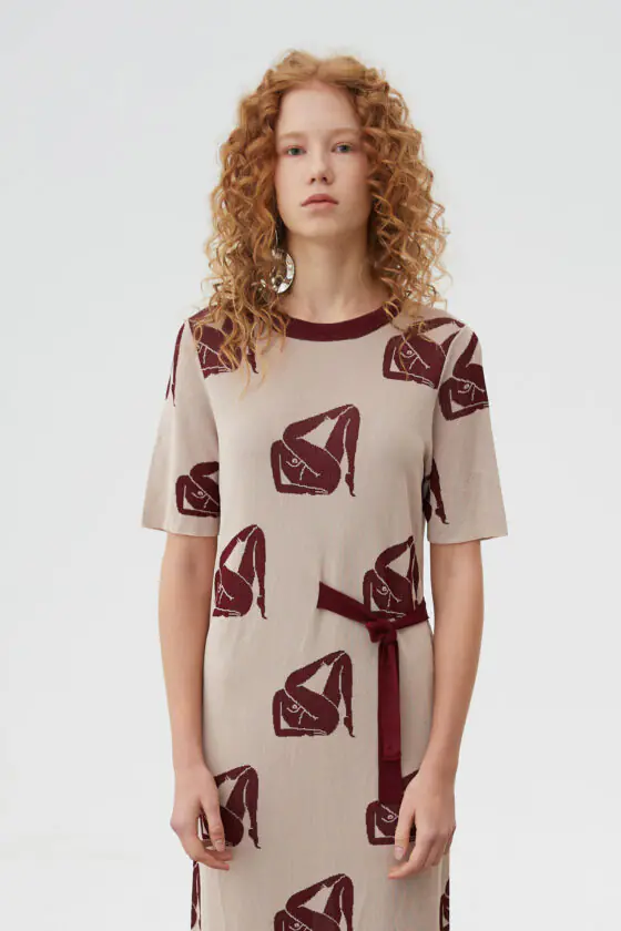 Artistic Jacquard Knit Dress