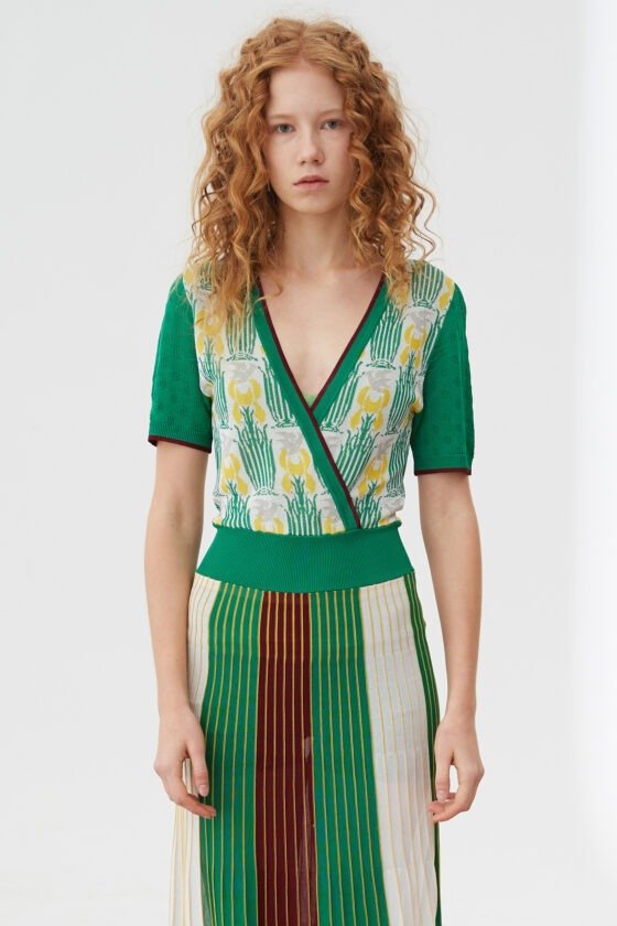 Jacquard Knit Wrap Dress