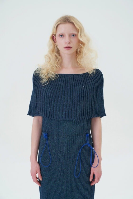 Dark Green Pleated Goddess Knit Dress