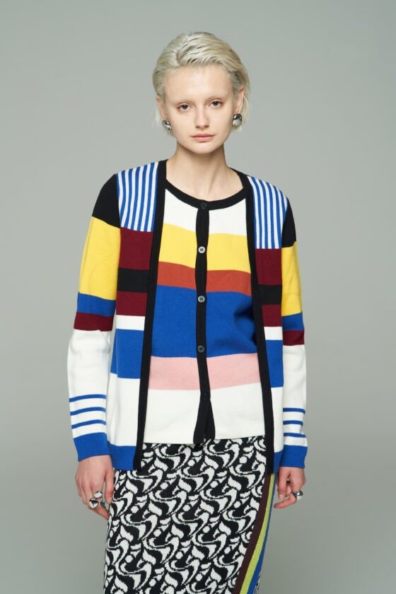 Colorblock Faux Two-Piece Knit Cardigan