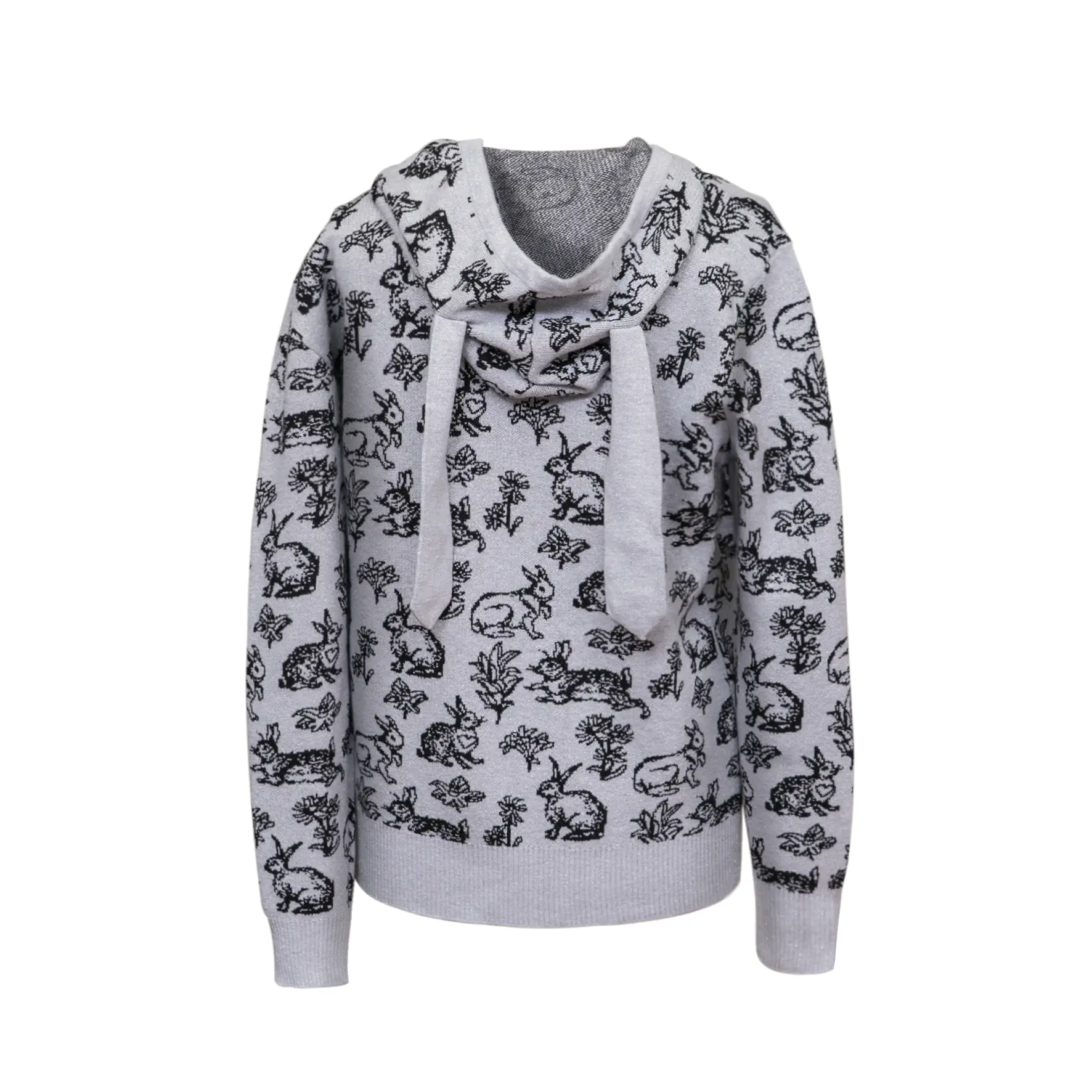 Silver Lurex Rabbit Ear Knit Hoodie - 图片 8