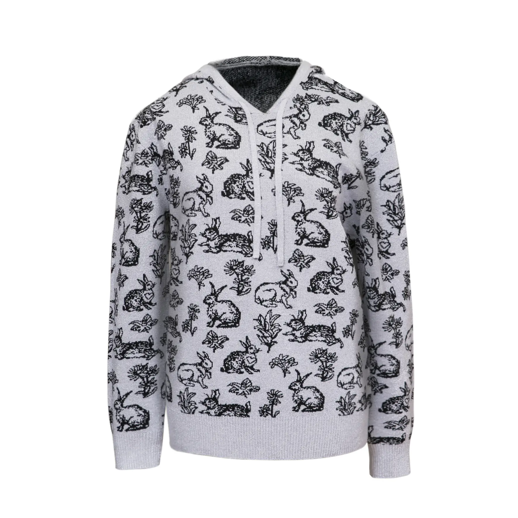 Silver Lurex Rabbit Ear Knit Hoodie - 图片 7