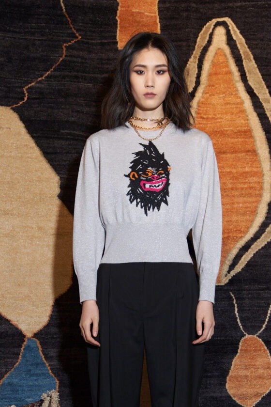 Silver Lurex Gorilla Knit Top