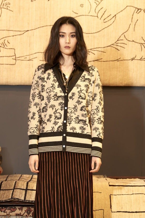 Gold Rabbit Knit Cardigan