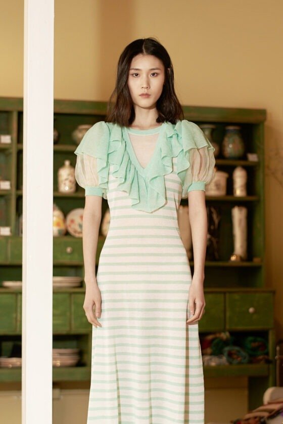 Mint Stripe Knit Maxi Dress