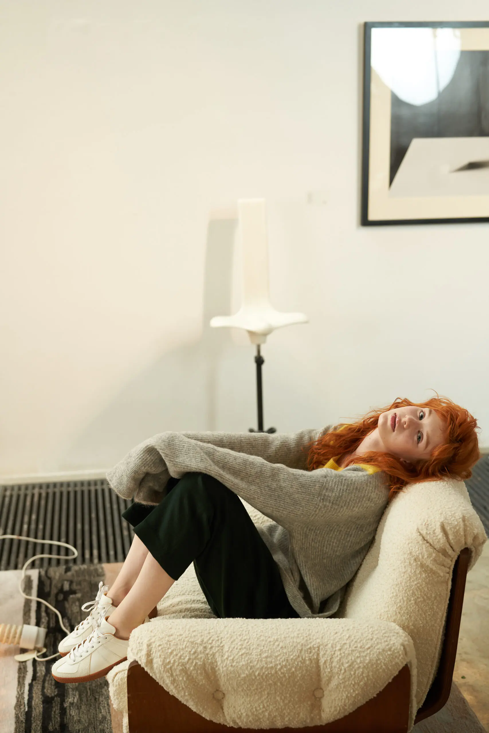 V-Neck Colorblock Mohair Knit Sweater - 图片 13
