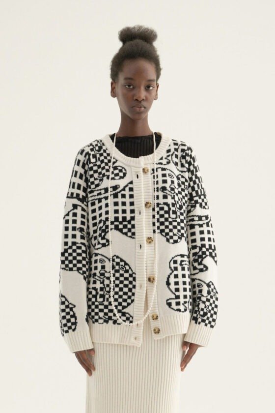 Geometric Leopard Oversized Knit Jacket