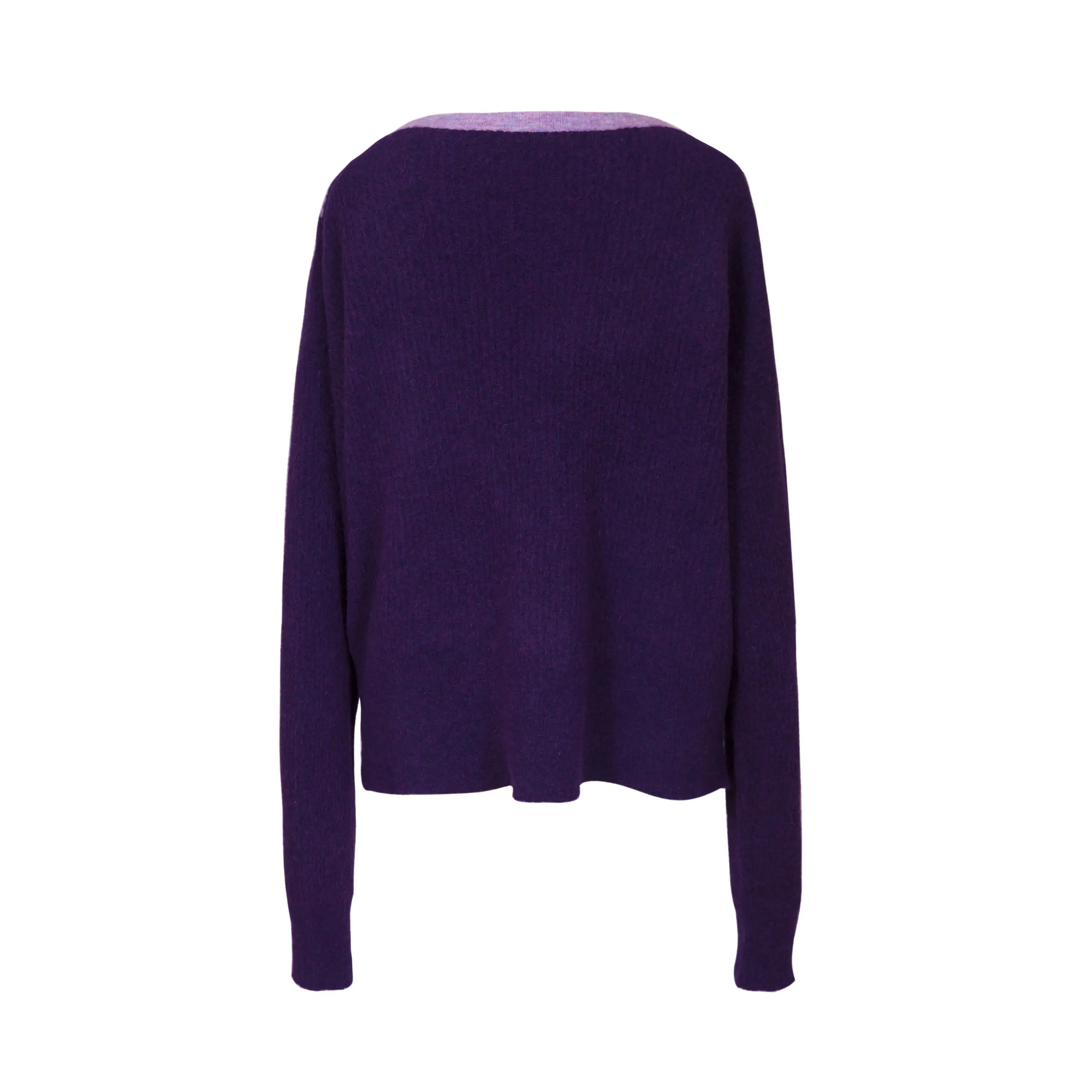 V-Neck Colorblock Mohair Knit Sweater - 图片 20